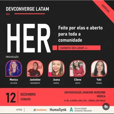 Capa do evento Devconverge HER feito por elas